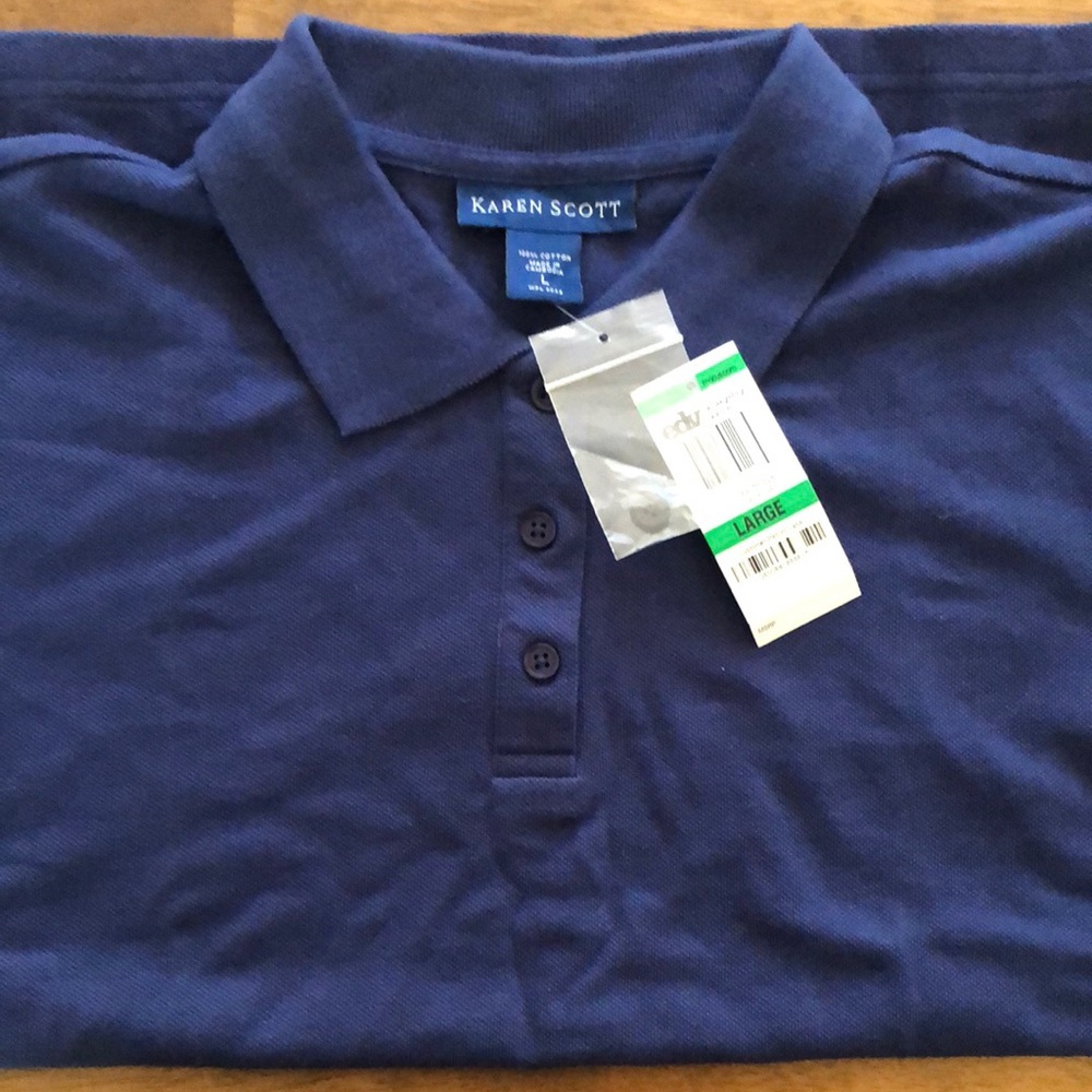 Karen Scott Navy Blue Polo Blouse